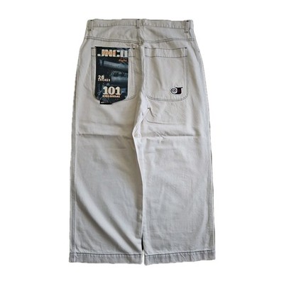NWT JNCO Twin Cannon Jeans White Denim Embroidered Mens 42x32 Wide