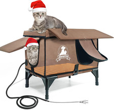 Heated Cat House for outside with Pet Heating Pads, Outdoor Cat House Heated Wea