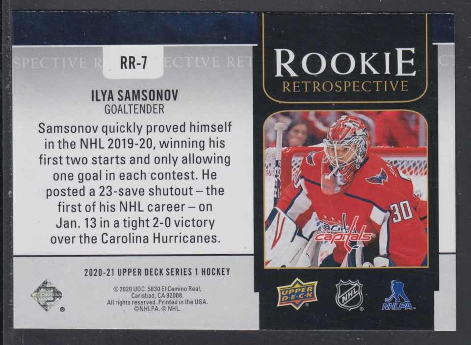 2020-21 Ilya Samsonov Upper Deck Series 1 Rookie Retrospective #RR-7 - Image 2 of 2