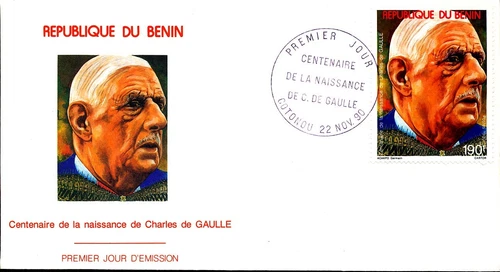 CHARLES DE GAULLE FRENCH PRESIDENT 1990 BENIN FDC