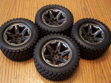 For Traxxas RUSTLER 4X4 Ultimate Charcoal Gray Black RXT Wheels 2.8 Gravix Tires