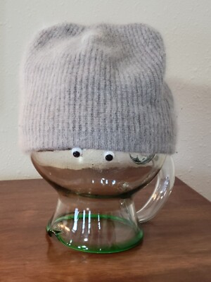 Aris Hat Gray Slouchy Beret Angora Wool Blend Lined Soft 