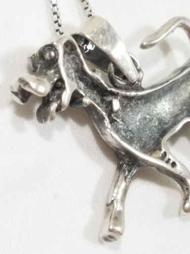 925Ag 12.26 Grams Silver Dimensional Dalmatian Pendant Necklace Sz 18" #JBX - Picture 11 of 17