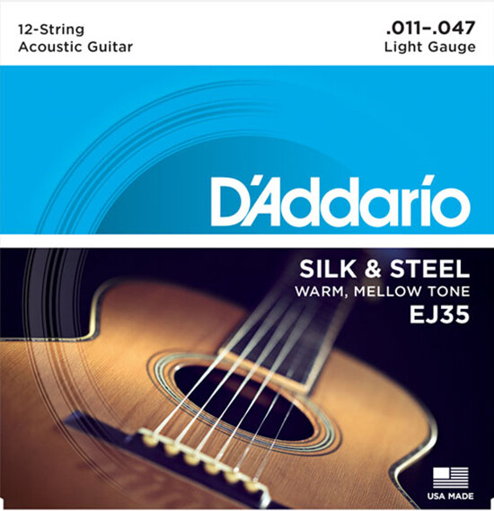 D'Addario EJ35 Silk & Steel 12-String Acoustic Guitar Folk, 11-47