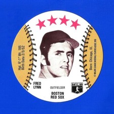 1976 ISALY'S / SWEET WILLIAM BASEBALL DISC - FRED LYNN NM+ BOSTON RED SOX