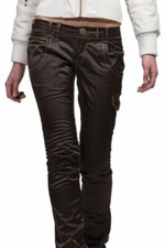 Pantalone donna trousers ZONA BRERA raso lucido nero marrone taglia 40 42 nuovo