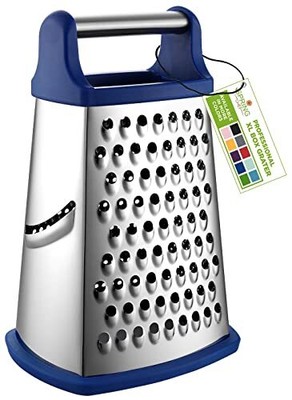 Stainless Steel XL Parmesan Cheese Grater with Handle - 4 Sided Metal Box Gra...