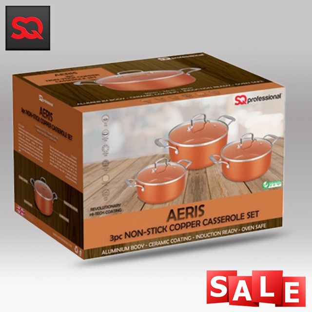 URBNCHEF Copper Induction Cooking Pots Lid Saucepans Cookware Set