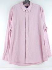 Chaps Pink Button Down Dress Shirt Wrinkle Free Stretch Collar 17 34-35