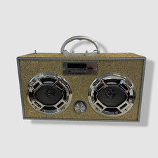 Wireless Express Bling Gold Portable LED Boombox Bluetooth Speaker