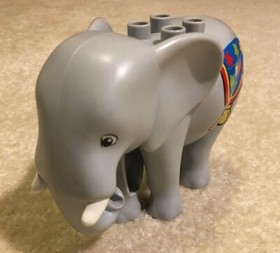 Lego Duplo Gray Elephant Animal Figure 5" Long White Tusks My First Circus 10504