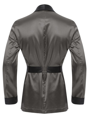 Men's Short Satin Robe with Belt Lightweight Bathrobe Pajamas Spring Summer - Picture 67 of 77