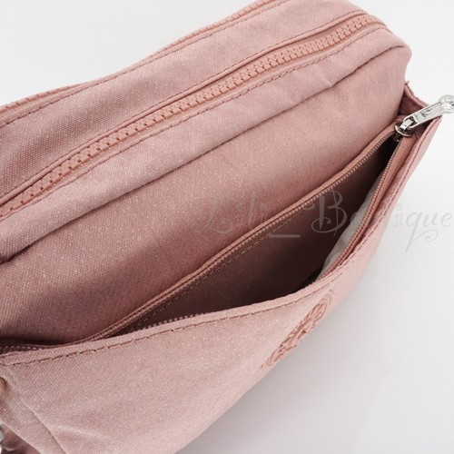 Kipling Abanu Crossbody Bag Shoulder Purse KI1051 Polyamide Glitter Twist Pink - Picture 7 of 11