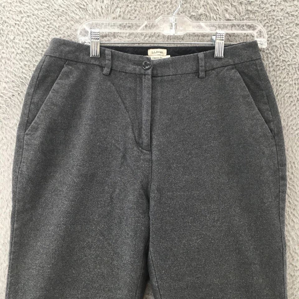 LL Bean Trouser Dress Pants Womens 10 (Actual 31x28.5) Gray Classic Fit Zip Fly - Image 2 of 4