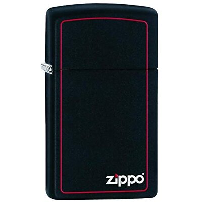 Zippo Slim Black Matte Lighter w/ Zippo Border - 1618ZB