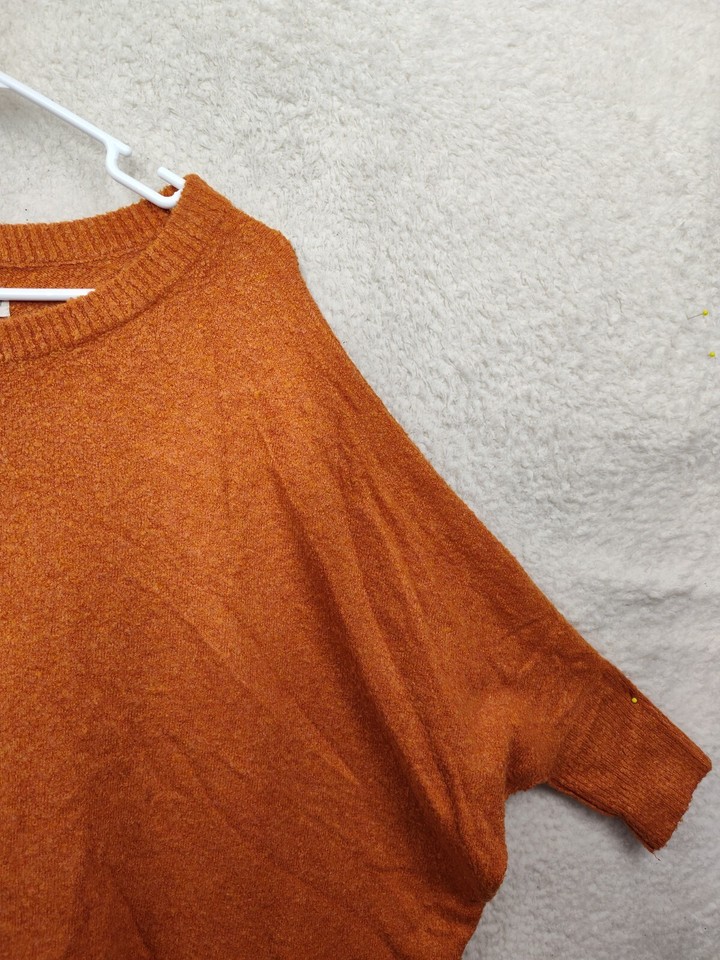 Lou Grey for Loft Women Sweater Large Orange Nylon Blend Oversized Knit