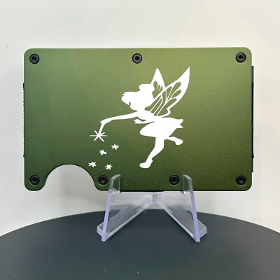 Tinkerbell Fairy Punk Rock Laser Engraved Wallet  - Thin Money Clip Wallet