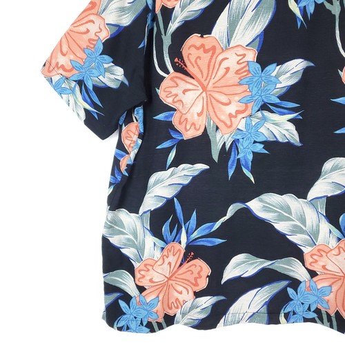 Caribbean 100$ Silk Tropical Hawaiian Button Up Shirt Men's 2XT Black Multicolor - Picture 8 of 14