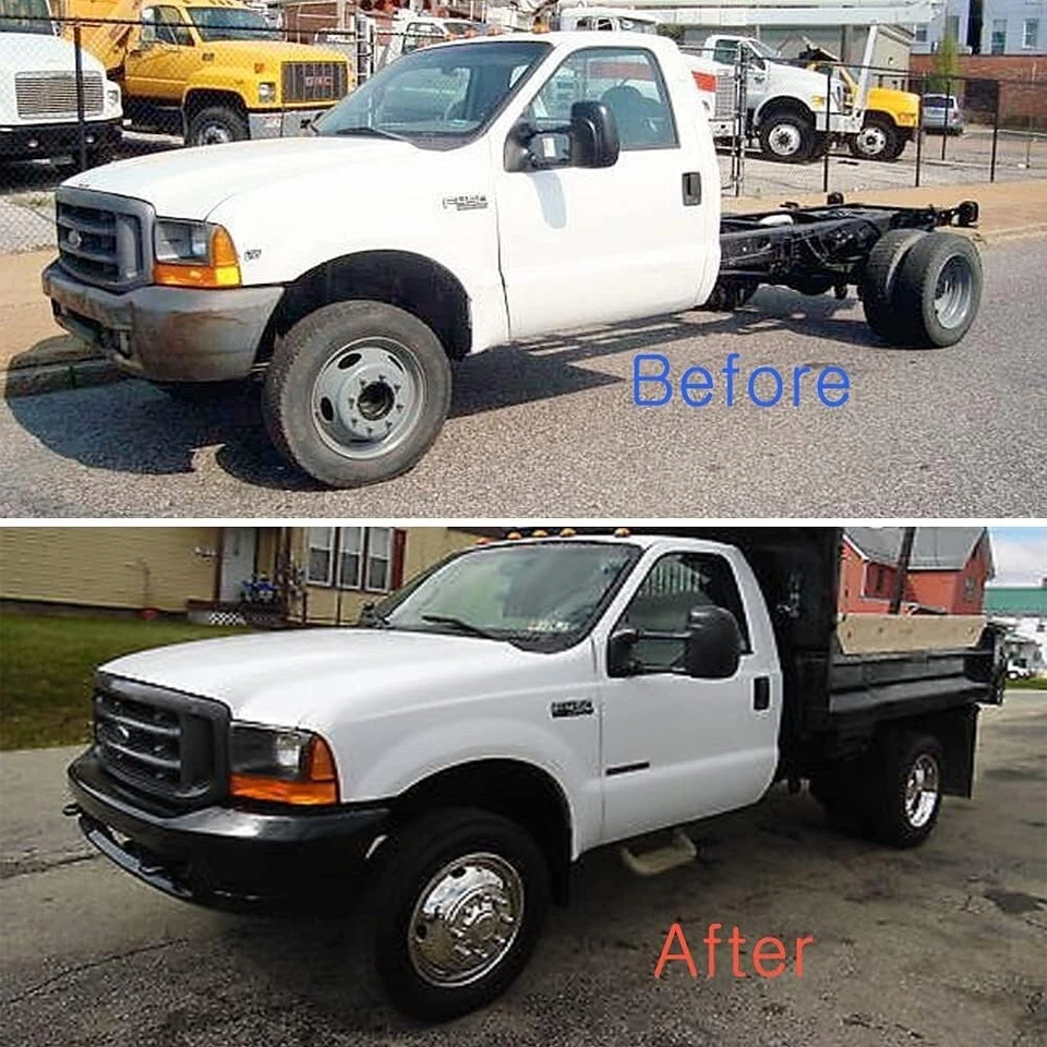 Simuladores de doble rueda de acero inoxidable Ford 1999 2000 2001 2002 F450/F550 19,5" Foto 2 de 4