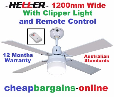 Heller Ceiling Fan With Light Remote Control Ruby 1200mm 4 Reversible Blades 9312737095145 Ebay