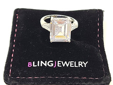 Art Deco Style 10CT Emerald Cut Engagement Ring Sterling Silver Gold Plated sz 9