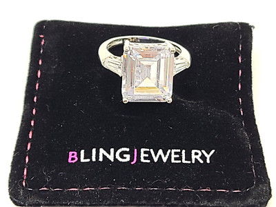 Art Deco Stil 10 kt Smaragdschliff Verlobungsring Sterlingsilber vergoldet Gr. 9