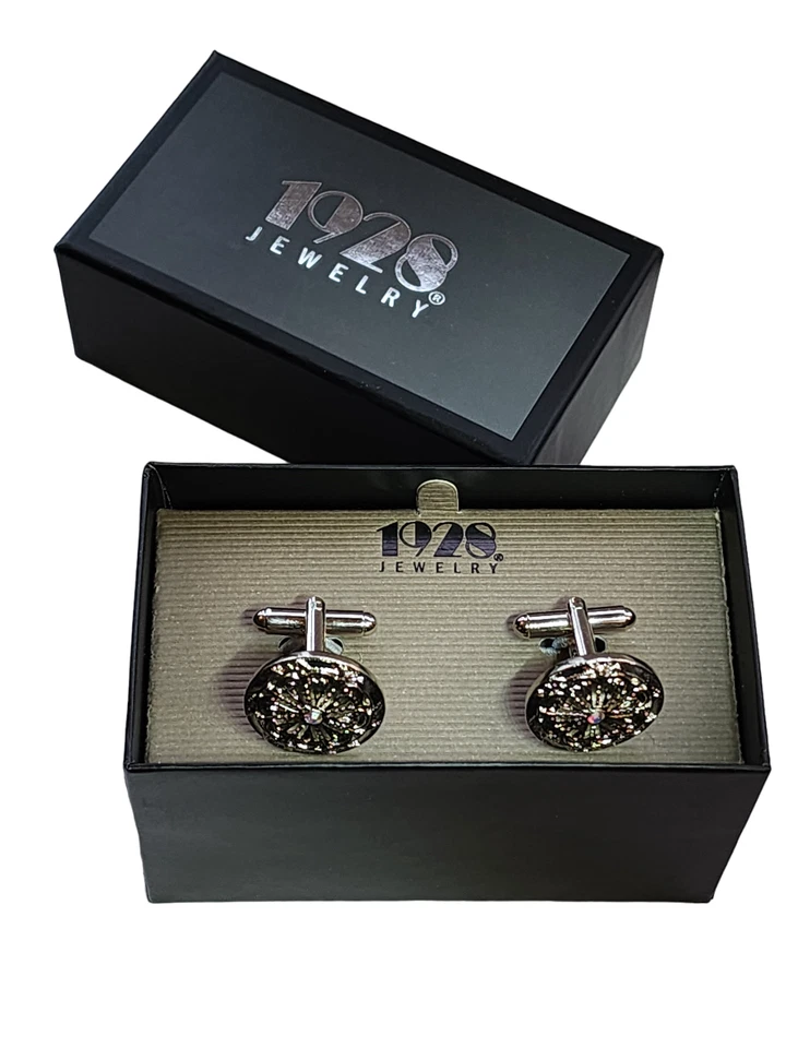 Gemelos Victorian High Society de cristal simulado tono plateado sin usar, en caja Foto 2 de 3