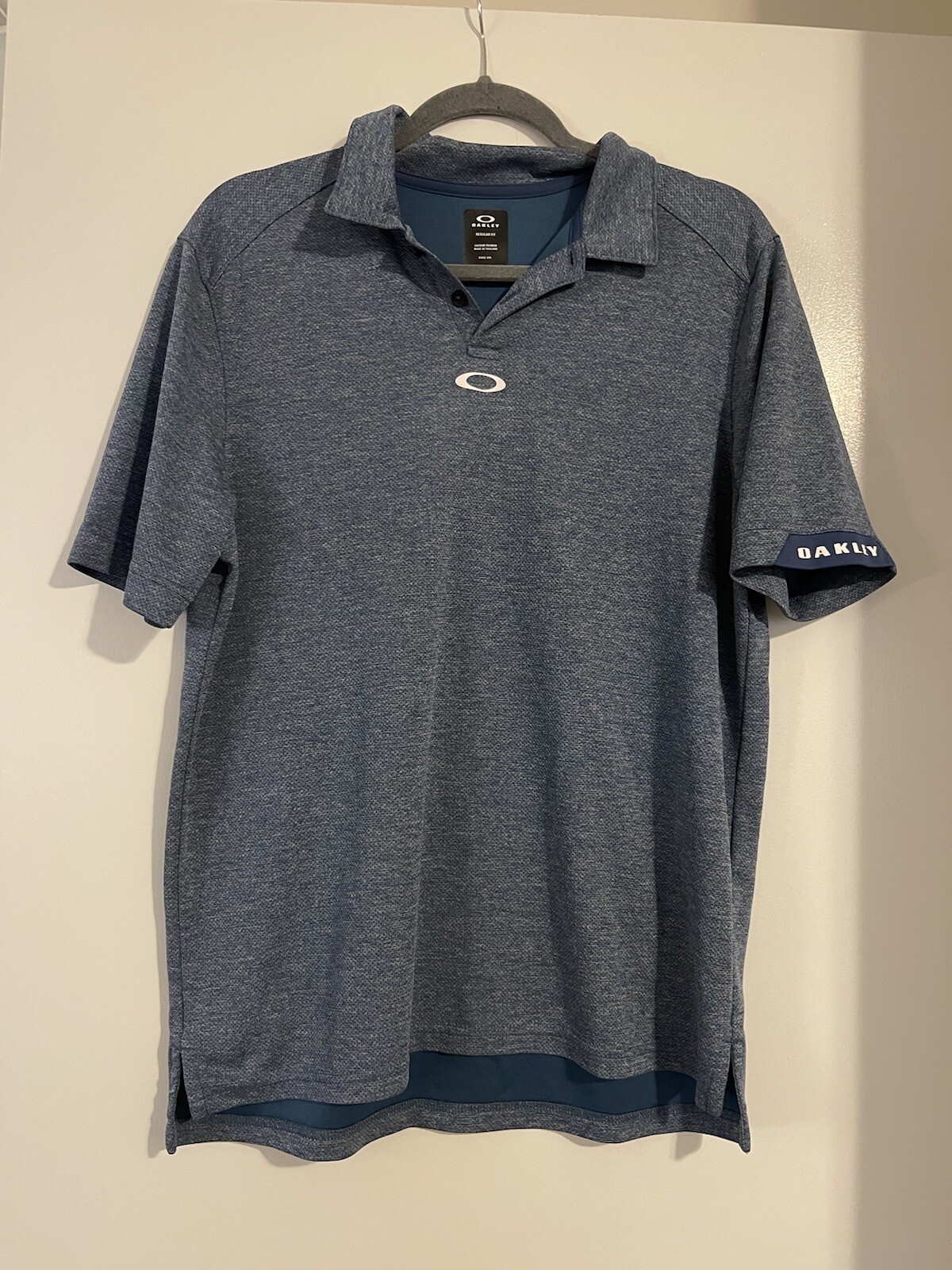 Mens Oakley Aero Ellipse Blue Polo Shirt Medium Gem