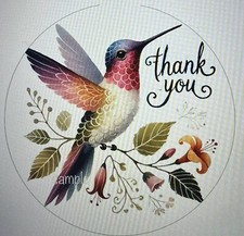 Thank You Hummingbird Favors Labels Scrapbook Stickers Envelope Seals 1.5 Round