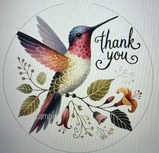 Thank You Hummingbird Favors Labels Scrapbook Stickers Envelope Seals 1.5 Round