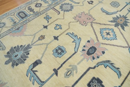 New Oushak Rug Beige Wool Area Rug Contemporary Hand knotted Living Room Rug - Picture 3 of 10