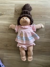 Vintage Cabbage Patch Kid 1982 girl with long brown hair and Duck Outfit MINT