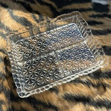 Vintage Swanson Dinner Snack Relish Pressed Clear Glass Relish Serving Dish Tray