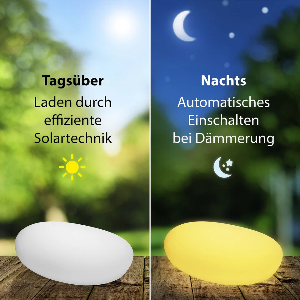 Lampe Solaire Pierre 40Cm Lampe Solaire Jardin Extérieur Boule - Photo 2/4