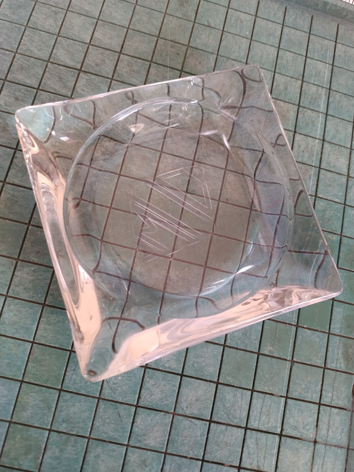 Crystal Glass Ashtray Square 3.5" 6 Oz. Vintage MCM