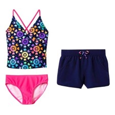 Cat Jack Heart Tankini Shorts 3-Piece Swimwear Kids Little Girls XS 4/5