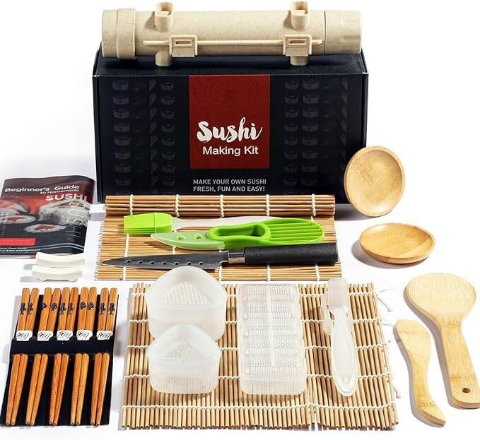 Kit para hacer sushi, kit mejorado 22 en 1 para hacer sushi, rodillo Bazooker.