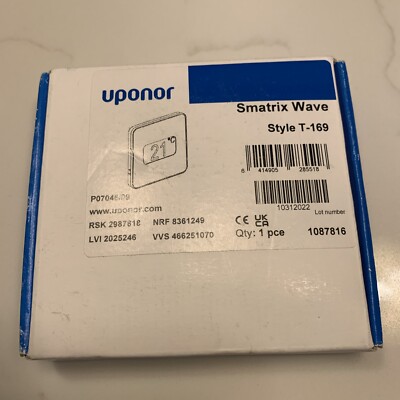 Weißes Uponor Smatrix Wave Digitales Funkthermostat T-169