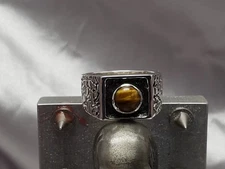 Sterling Silver 925 bezel eye tiger,brown, baroque sides,Signet,new,size 9.5 #2 