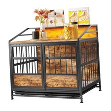 Multi Functional Dog Crate Furniture with Double Doors Wooden Kennel Cabinet for