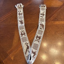 Handmade Guitar Strap Brown White With Fringe