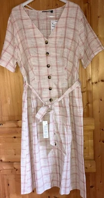 Robe longue boutonnée carreaux beige rouge kiabi 50 - Photo 1/4
