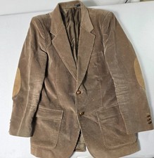 Vintage Beige Corduroy L/S Two-Button Suit Jacket with Elbow Patches Vented Back