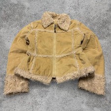 Vintage Y2K kids faux fur lined zip up afghan jacket