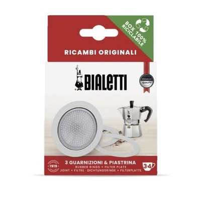 Bialetti 3 Dichtung K. 1 Filtersieb für Moka Express Rainbow Fiammetta 3/4 T.