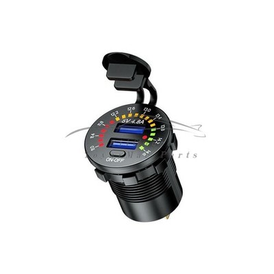 Car Charger 2 Port Adapter LED Voltmeter Socket Fast Charging 12V Dual 4.8A USB 