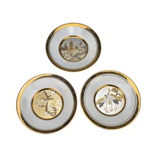 Hamilton Collection Japanese Art Decorative Plates with Gold Trim Set of 3
