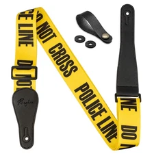 Guitar Strap Yellow POLICE LINE Includes Strap Button & 2 Strap Locks Shoulde...