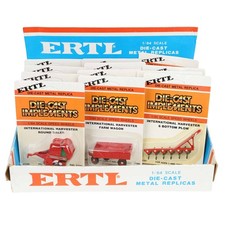 1970's/1980's ERTL Store Advertising Display Box with 12 IH Farm Toy Implements