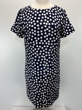 J. Crew Polka Dot Gallery Shift Dress Sz 8 Women’s Short Sleeve Comfort Navy